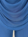 Sexy Mesh Halter Neck Tie-Up Long-Sleeved Top and Slim-Fit Pants Set SHD-9750