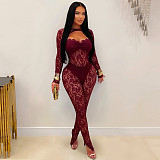 2026 Sexy See-Through Lace Slim-Fit Bodysuit With Hip-Hugging Design BY-7637