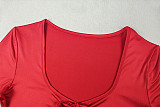 Fashionable Solid Color Pleated Long-Sleeved A-Line Dress JY-303728