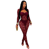 2026 Sexy See-Through Lace Slim-Fit Bodysuit With Hip-Hugging Design BY-7637