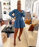 New Fashionable Patchwork Pleated Denim Dress RS-51003