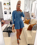 New Fashionable Patchwork Pleated Denim Dress RS-51003