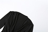 Sexy Solid Color Cowl Neck Fitted Long-Sleeved Bodysuit DLS-89083