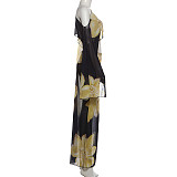 Sexy Off-the-Shoulder Crop Top and High-Waisted Drawstring Printed Skirt Set SXE-88763