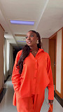 Fashionable Solid Color Irregular Design Backless Shirt and Pants Set QZ-7578