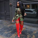 Fashionable Camouflage Jacket With Belt and Shirt Collar RS-8754