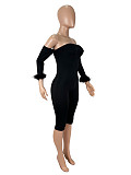 Sexy Strapless Backless Long-Sleeved Plush Solid Color Tight Jumpsuit SHD-9581