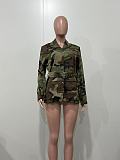 Fashionable Camouflage Jacket With Belt and Shirt Collar RS-8754