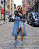 Fashion Autumn/Winter Color-Blocked Mid-Length Denim Trench Coat RS-8756
