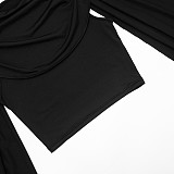 Sexy Shawl-Style Ruched Top and Skirt Set RS-25ST414