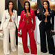 Fashionable Color-Blocked Lapel Casual Suit Two-Piece Set NY-11182