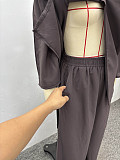 2026 Casual Cardigan V-neck Shirt and Wide-leg Pants Two-Piece Set QZ-7253