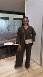 2026 Casual Cardigan V-neck Shirt and Wide-leg Pants Two-Piece Set QZ-7253