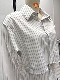 2026 Fashion Lapel Long-Sleeved Striped Shirt and Straight-Leg Trousers Two-Piece Set QZ-5176