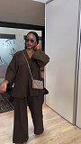 2026 Casual Cardigan V-neck Shirt and Wide-leg Pants Two-Piece Set QZ-7253