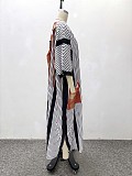 2025 Fashionable Loose Striped Color-Blocked Dress With Large Pockets QZ-7341