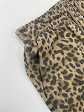 Fashionable Leopard Print Lace-up Loose Casual Trousers XS-1169