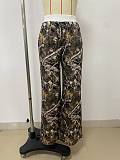 2026 Casual Printed Elastic Waist Loose Straight Wide Leg Pants RS-2632