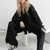 2026 New Fashionable Pleated Shirt Long-Sleeve Split Pajama Two-Piece Set RS-W0513