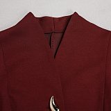 Fashionable Puff Sleeve Irregular Button Cardigan and Trousers Set NY-11215