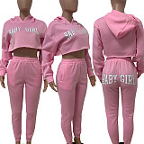 2026 Casual Solid Color Hoodie Sport Letter Set RS-9055