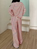 Casual Striped Long-Sleeve Top and High-Waisted Pants Set RS-0052