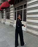 Fashionable Loose-fitting Casual Half-open Pullover Sweatshirt and Pants Two-Piece Set RS-56302