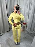 Fashionable Casual Solid Color Zipper Cardigan Elastic Pants Set RS-02302