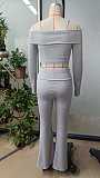 2026 Casual Solid Color Off-Shoulder Long-Sleeved Fitted Top and Pants Two-Piece Set RS-HL141