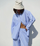 New Casual Loose Striped Shirt and Loungewear Set RS-0125