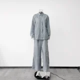 New Casual Loose Striped Shirt and Loungewear Set RS-0125