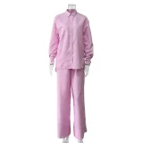 New Casual Loose Striped Shirt and Loungewear Set RS-0125