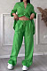 Casual Cotton Linen Solid Color Shirt Drawstring Wide-Leg Pants Set RS-1177