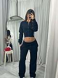 Fashionable Casual Solid Color Zipper Cardigan Elastic Pants Set RS-02302