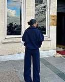 Fashionable Loose-fitting Casual Half-open Pullover Sweatshirt and Pants Two-Piece Set RS-56302