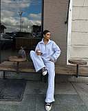 Fashionable Loose-fitting Casual Half-open Pullover Sweatshirt and Pants Two-Piece Set RS-56302