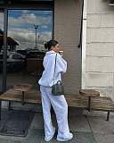 Fashionable Loose-fitting Casual Half-open Pullover Sweatshirt and Pants Two-Piece Set RS-56302