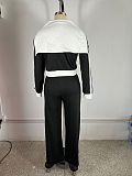 Casual Striped German Fleece Patchwork Long-Sleeved Zipper Pants Suit RS-4741