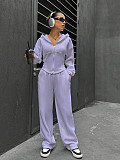 New Fashion Solid Color Hooded Cardigan Slim Fit Casual Pants Two-Piece Set RS-6999
