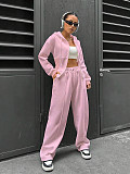 New Fashion Solid Color Hooded Cardigan Slim Fit Casual Pants Two-Piece Set RS-6999