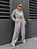 New Fashion Solid Color Hooded Cardigan Slim Fit Casual Pants Two-Piece Set RS-6999