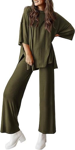 2026 Casual Short-Sleeved Pullover Top and Wide-Leg Pants Casual Suit RS-509