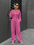 New Fashion Solid Color Hooded Cardigan Slim Fit Casual Pants Two-Piece Set RS-6999