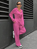 New Fashion Solid Color Hooded Cardigan Slim Fit Casual Pants Two-Piece Set RS-6999