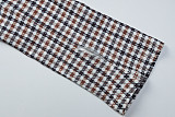 Fashionable Plaid Print Long-Sleeved Stand Collar Top and Slim Fit Bodycon Long Skirt Set RS-20249