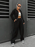 New Fashion Solid Color Hooded Cardigan Slim Fit Casual Pants Two-Piece Set RS-6999