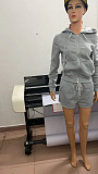 New Casual Solid Color Zip-up Shorts Set RS-8859
