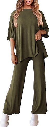 2026 Casual Short-Sleeved Pullover Top and Wide-Leg Pants Casual Suit RS-509