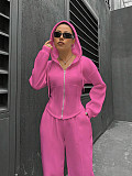 New Fashion Solid Color Hooded Cardigan Slim Fit Casual Pants Two-Piece Set RS-6999