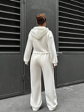 New Fashion Solid Color Hooded Cardigan Slim Fit Casual Pants Two-Piece Set RS-6999